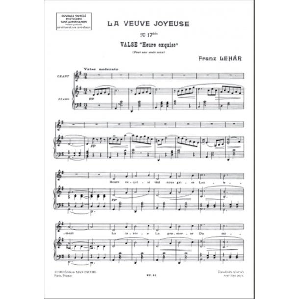 Veuve Joyeuse (Vedova Allegra) N 17B Soprano-Piano